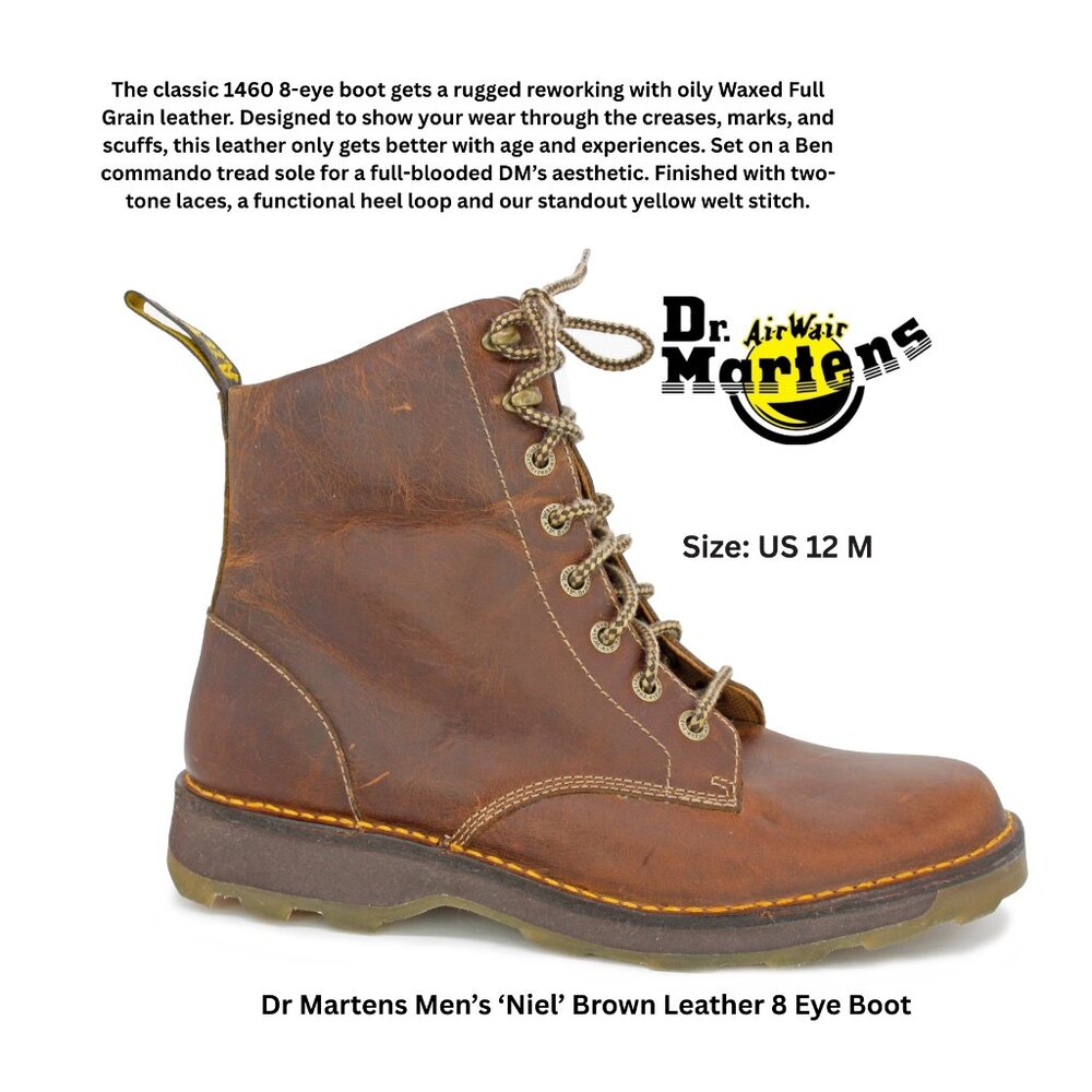 Dr Martens Men’s ‘Niel’ Brown Leather 8 Eye Boot